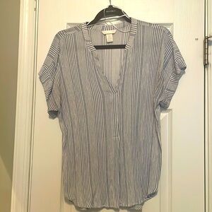 Blue and white striped top